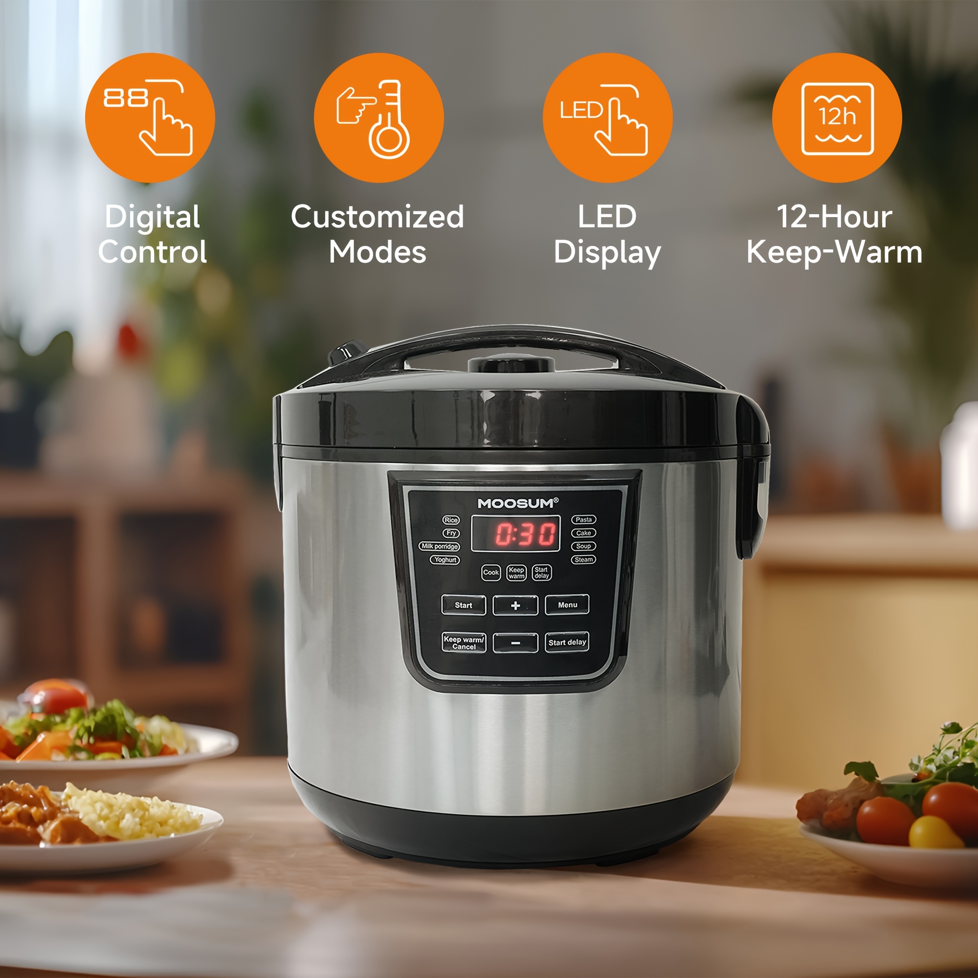 Rice Cooker 10 Cup - 10-Cup Rice Cooker with 8 Smart