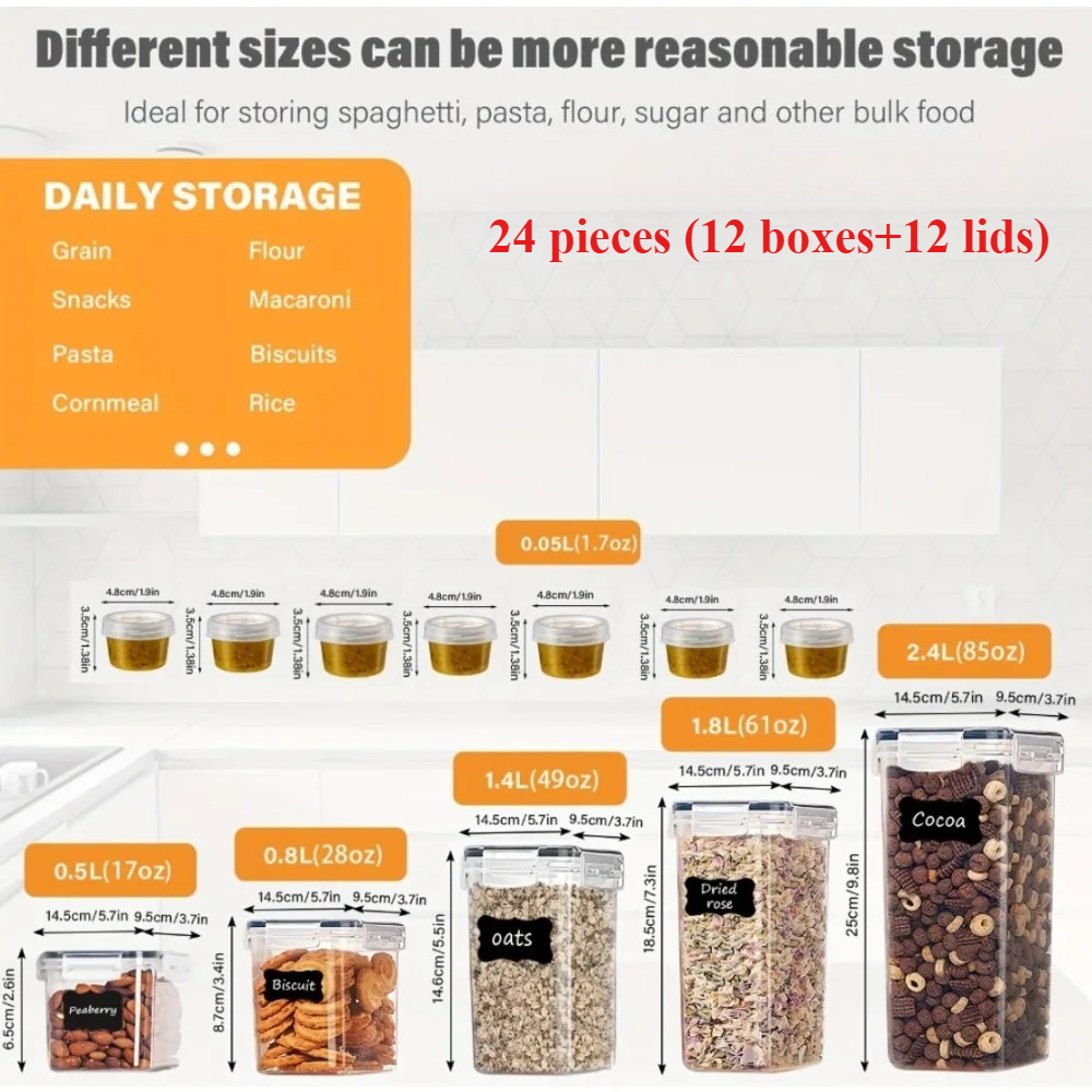 24Pcs Food Storage Containers  – Kitchen Appliances Garage Bewertung und Preis