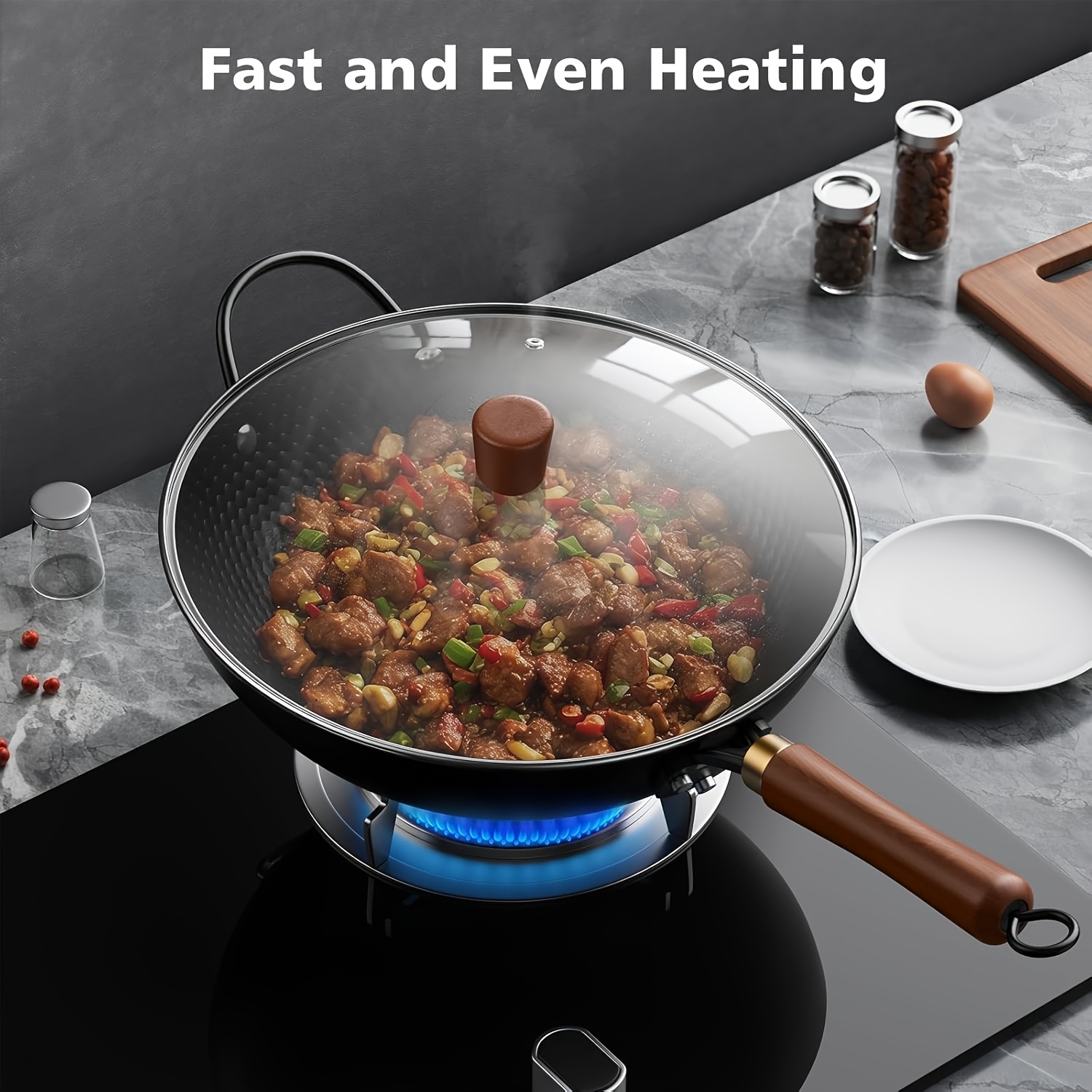 1 Set Cast Iron Wok with Lid-  – Wok Electric Flat Bewertung und Preis