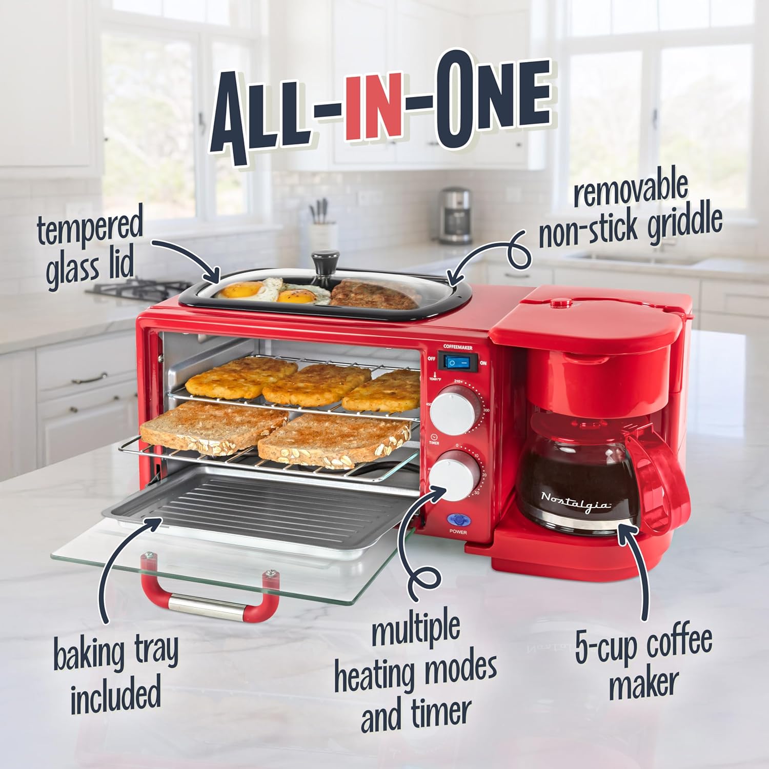 3-in-1 Retro Breakfast Station – Toaster 4 Slice Bewertung und Preis